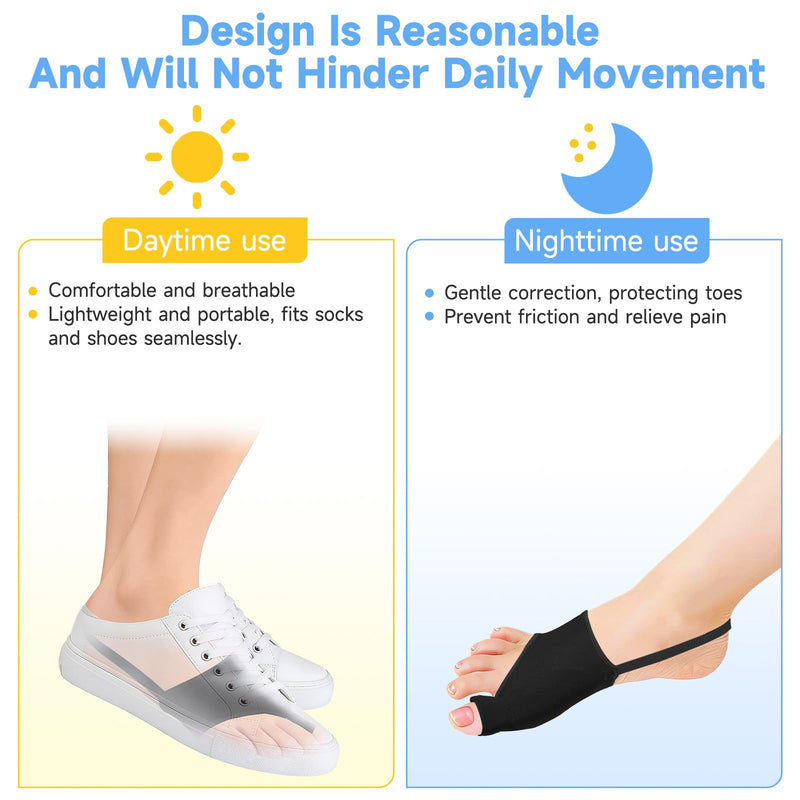 2PCS Bunion Corrector for Women & Men Big Toe, Big Toe Separators, Hammer Toe Straightener,Bunion Pads with Spacers, Hallux Valgus Pain Relief, Comfortable & Breathable for Day/Night Black 1 - BeesActive Australia