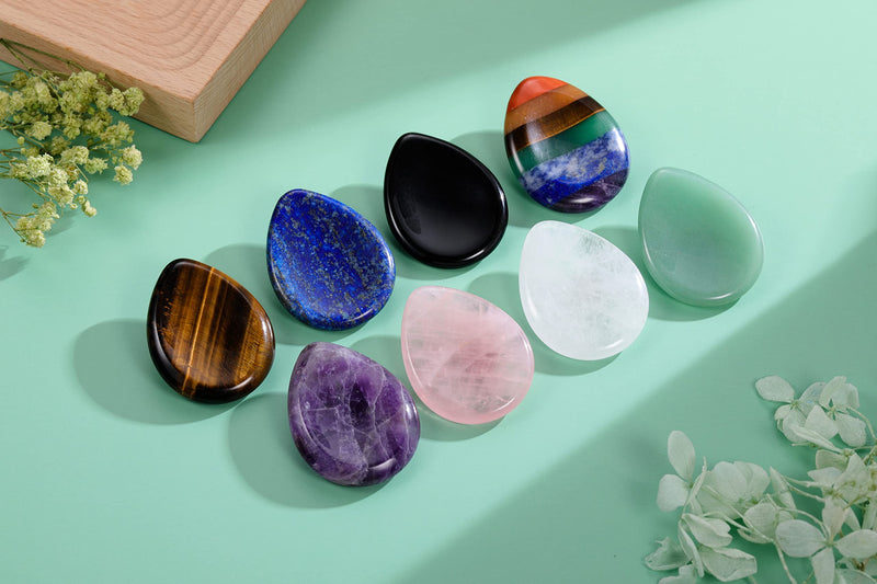 CrystalTears Tiger's Eye Thumb Worry Stone Healing Crystal Pocket Palm Stone Worry Stones for Anxiety Stress Relief #1 Tiger's Eye
