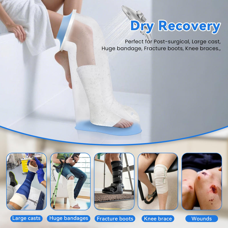 Waterproof Extra Wide Leg Cast Cover for Showering After Surgery with Non-Slip Bottom, Extra Large Waterproof Foot Protector Cover for Plus Size Adults, Lager Casts, Surgery Casts Boots, Reusable Large-Extra Wide - BeesActive Australia