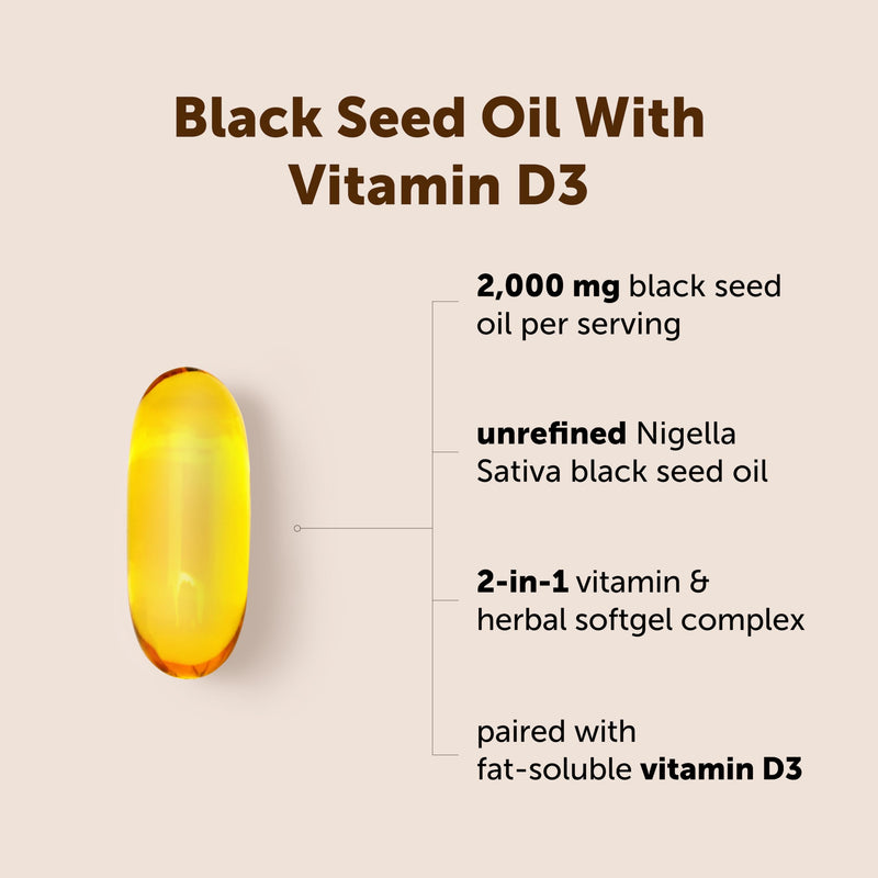 Micro Ingredients Black Seed Oil with Vitamin D3 1000 IU, 240 Softgels | 2,000 mg Black Seed Oil Per Serving | Nigella Sativa Oil | 2-in-1 Unrefined Seed Oil Formula | Non-GMO, cGMP Manufactured