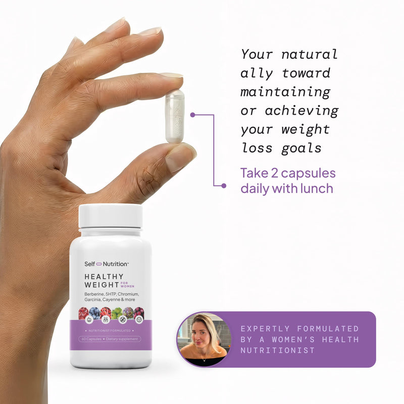 SELF NUTRITION Healthy Weight Loss Supplement for Women - Third-Party Tested - Appetite and Craving Control, Fat Burner, Weight Loss Supplement, Metabolism and Mood Booster - Made in USA, 60 Capsules