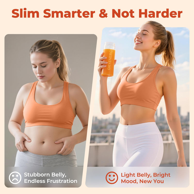 OxyEnergy Fiber Supplement Powder for Women & Men - Fruit & Vegetable Complex Daily Fiber, Weight Loss & Gut Health, Appetite Suppressant & Prebiotics & Relieve Bloating, Orange Flavored 30 Packets