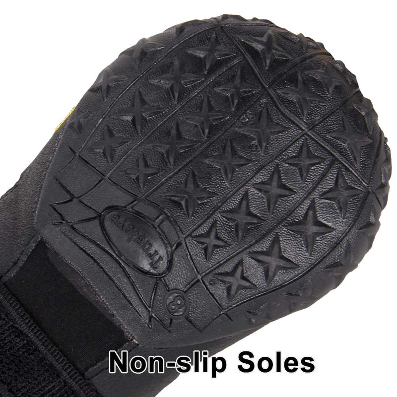 Truelove Dog Boots,Waterproof Dog Booties for Outdoor,Dog Shoes with Reflective Straps for Small Medium Large Dog 6#(Pack of 4) Black - BeesActive Australia