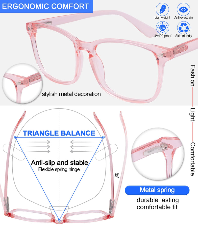 MARE AZZURO Computer Reading Glasses Women Blue Light Blocking Readers 0 100 125 150 175 200 225 250 275 300 350 400 500 600 (Pink, 1.5) Pink 1.5 x - BeesActive Australia
