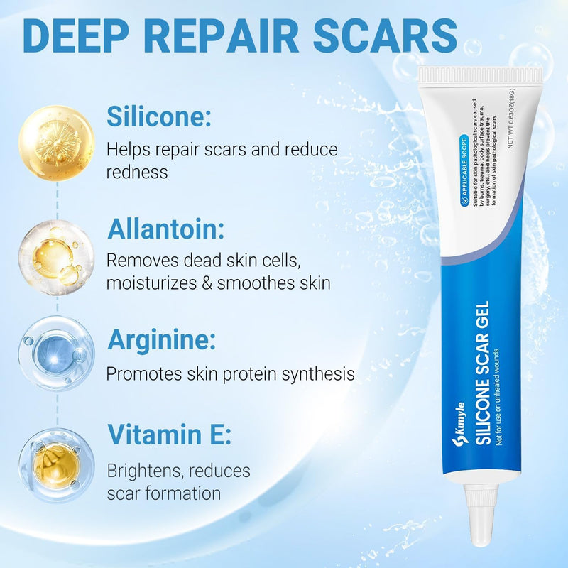 Silicone Scar Gel, Scar Cream, Advanced Scar Stick for Surgical Scars, Stretch Marks, Keloid Bump Removal, Old and New Scars 0.63oz (18g) 0.63 Ounce