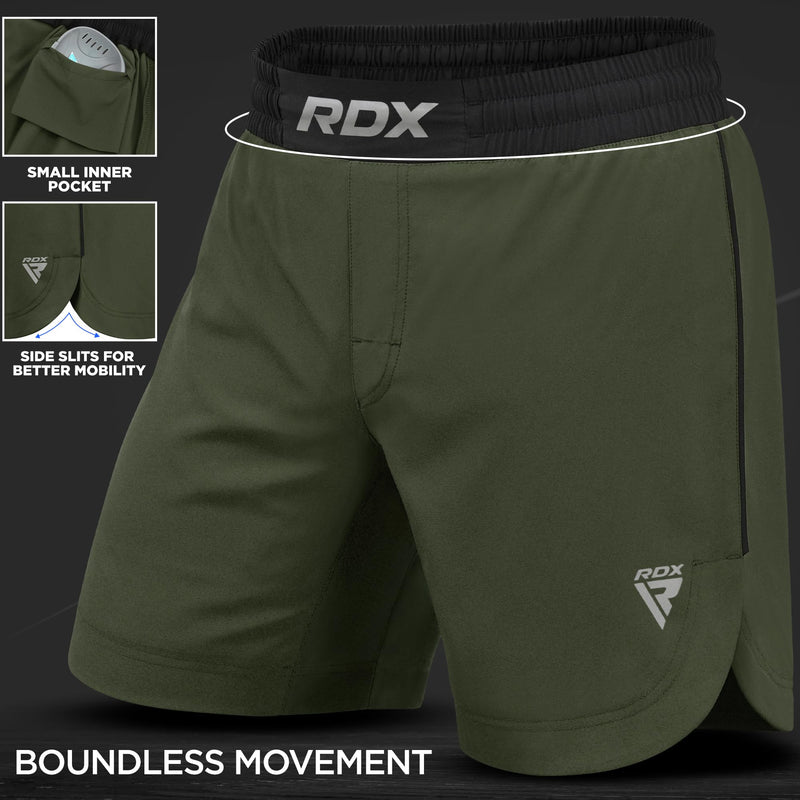 RDX MMA Shorts for Training & Kickboxing – Fighting Shorts for Martial Arts, Cage Fight, Muay Thai, BJJ, Boxing, Grappling Medium Army Green
