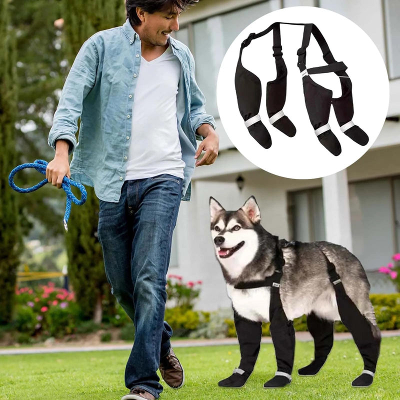 Dog Suspender Boots, Suspender Boots for Dogs, Anti-Slip Dog Boots for Large Dogs, Dog Paw Boot Leggings, Dog Boots with Suspenders, Adjustable Dogs Shoes Winter Snow Rain Hiking, Large - BeesActive Australia