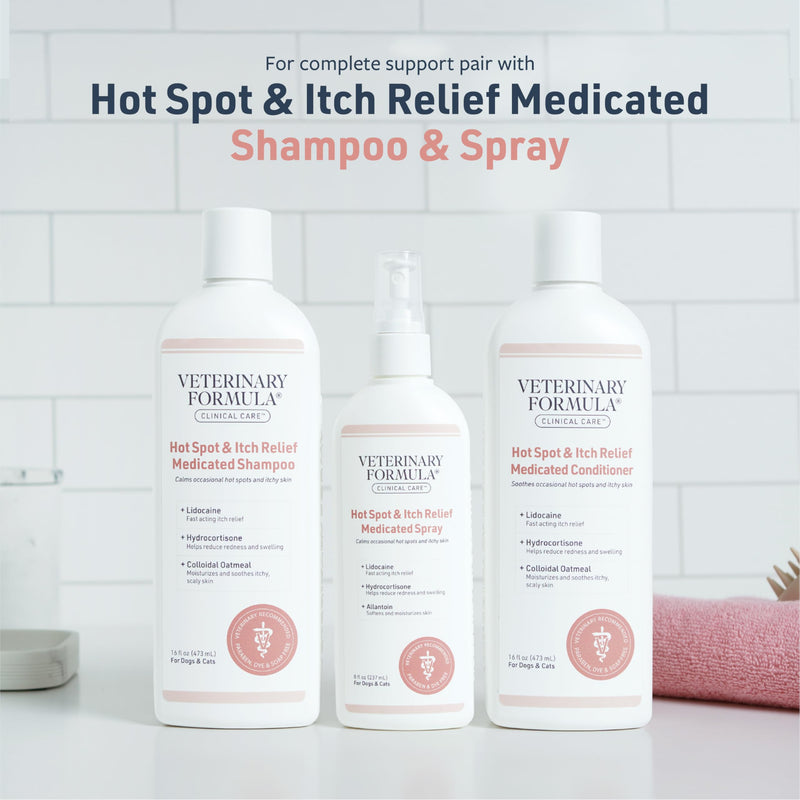 Veterinary Formula Clinical Care Hot Spot & Itch Relief Cat & Dog Medicated Conditioner, 16 oz – Oatmeal Conditions Skin for a Lustrous Coat, Formulated to Help Alleviate Itchy Skin 16 Fl Oz - BeesActive Australia
