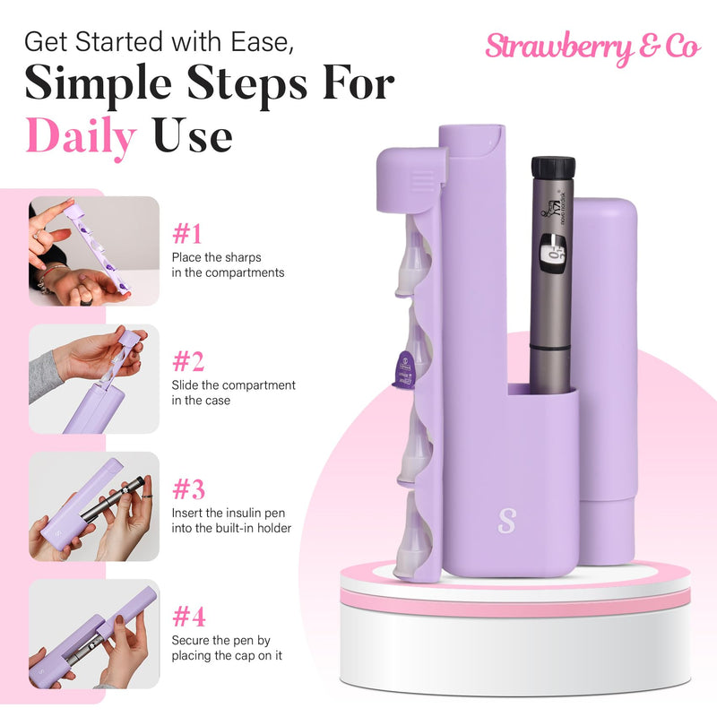 STRAWBERRY & CO DailyEase Insulin Travel Case with Built-in Sharps Dispenser ‚Äì TSA-Approved Diabetic Supply Organizer for Ozempic, Insulin Pens, and Needle Storage - Purple - BeesActive Australia
