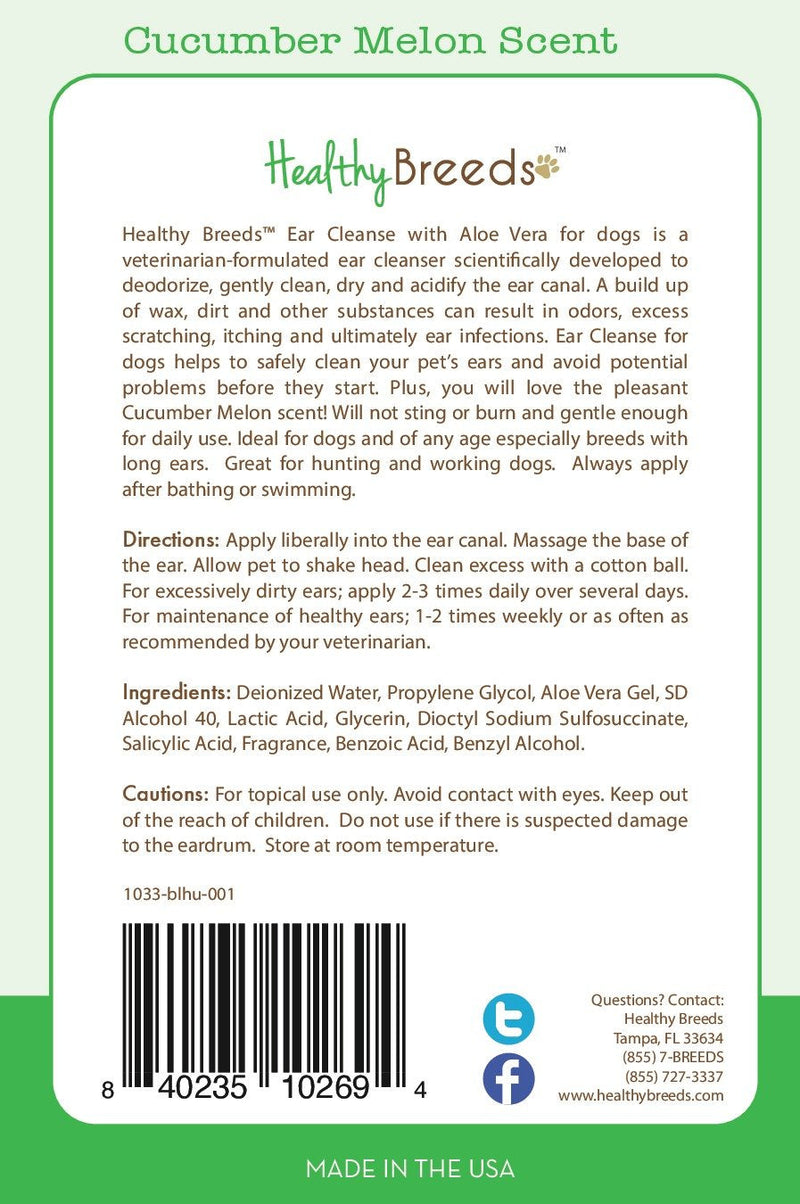 Healthy Breeds Bloodhound Ear Cleanse with Aloe Vera Cucumber Melon 8 oz (Pack of 2) Cucumber Melon 8oz (Pack of 2)