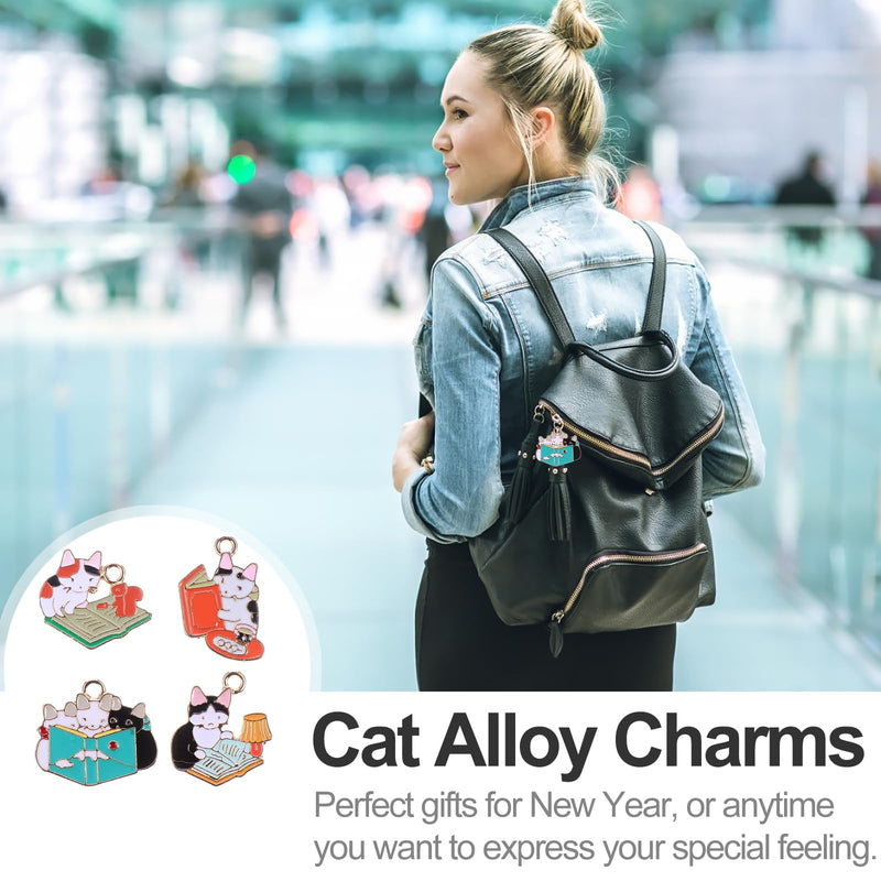 VALICLUD Pack of 20 Metal Cat Charms Enamel Cat Design Pendant Cartoon Kitty Pendant Alloy Animal Pendant Hanging Charms for Jewelry Making DIY - BeesActive Australia