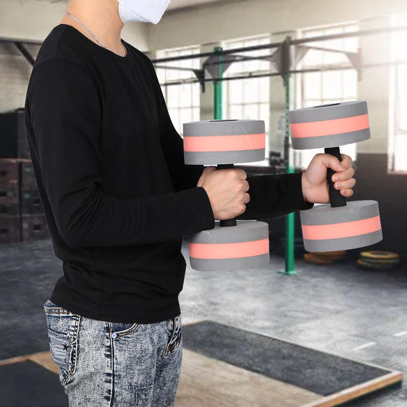 Keenso Eco-Friendly Roundness Foam Water Workout Dumbbells Water Weights Barbell Floating Dumbbell Fitness Equipment gray red
