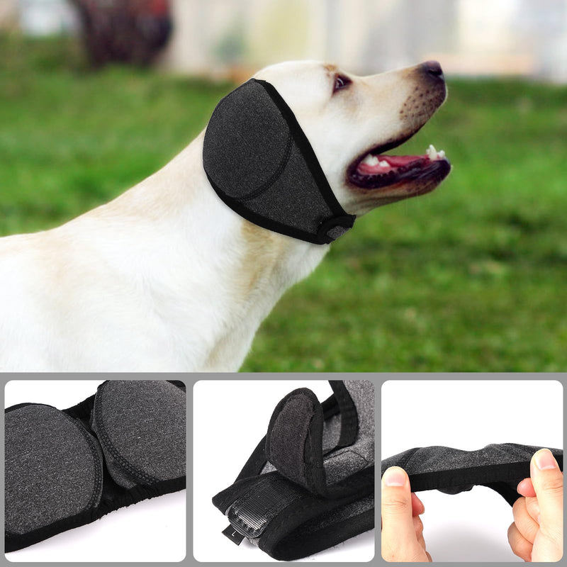 Dog Calming Hoodie Ear Wraps, Comfortable Quiet Ears Cover Muffs Plug Waterproof & Adjustable Dog Head Wrap Bonnet for Noise Protection Firework Grooming Bathing Anxiety Thunderstorms(Grey, L)