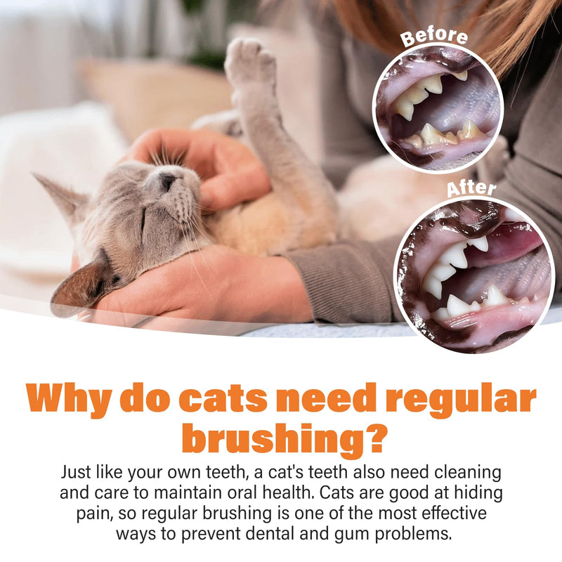 UNEK Cat Dental Care Set – Enzymatic Toothpaste 30g with Salmon Flavor, Including Toothbrush & Finger Brush, Helps Reduce Plaque & Bad Breath