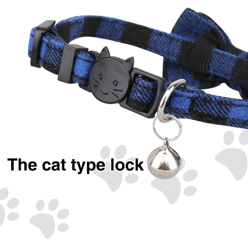CIUJOY 2pcs cat collar with safety clasp and bell, adjustable from 7.8-10.2 inches, cat collar elastic, cat collars with bow tie for kittens - BeesActive Australia
