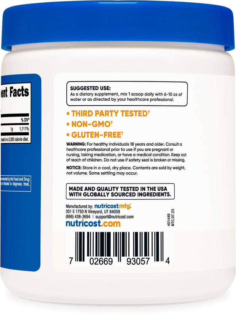 Nutricost Pure Ascorbic Acid Powder (Vitamin C) 1LB 1 Pound (Pack of 1) - BeesActive Australia