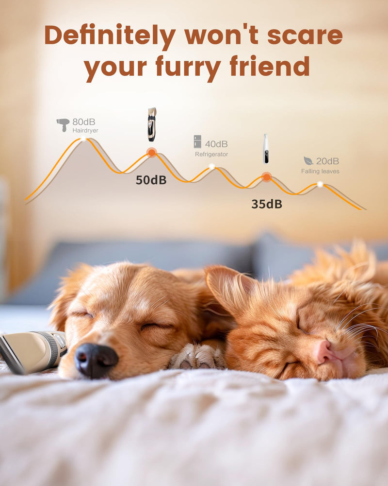 2 in 1 Dog Grooming Kit, Low Noise Rechargeable Dog Clippers for Grooming, Cordless Dog Grooming Clippers and Dog Paw Trimmer, Dog Shavers for Grooming Small Dogs Cats Animals Gold - BeesActive Australia