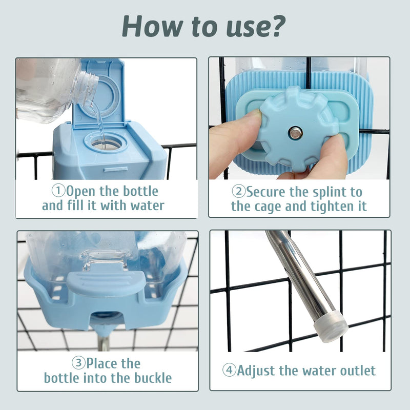 BNOSDM 25oz Rabbit No Drip Top Fill Water Bottle Hanging Leakproof Water Dispenser for Bunny Crate BPA Free Quite Auto Water Feeder for Chinchillas,Squirrels,Guinea Pigs (Blue) 25oz Blue - BeesActive Australia