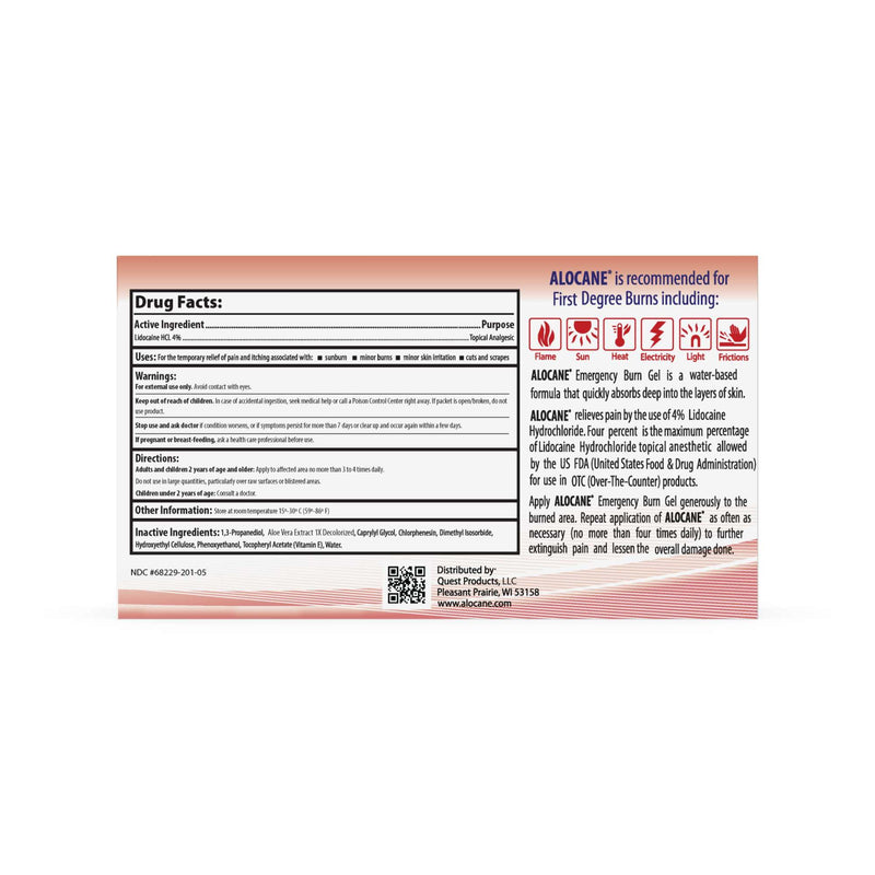 ALOCANE® Emergency Burn Gel Maximum Strength 4% Lidocaine Individual Use Packets,Commercial Grade, for Restaurants, Manufacturing, Other Heat Related Work environments, for Commercial Use Only, 24 Ct - BeesActive Australia