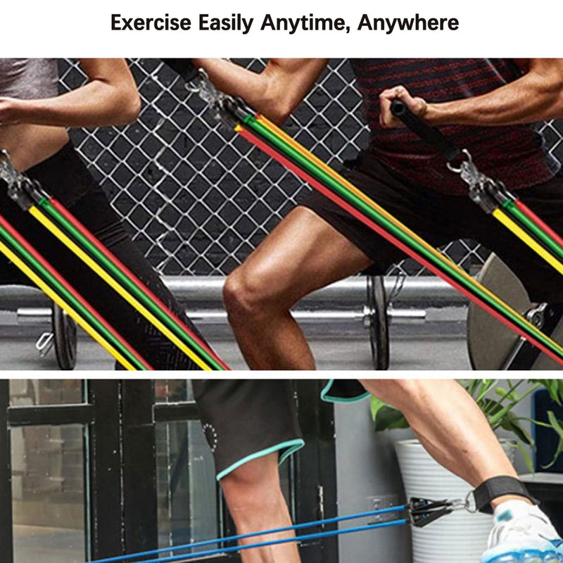 Resistance Bands Set 5 Exercise Bands Up to 150 lbs, Door Anchor, Ankle Straps for Muscle Training