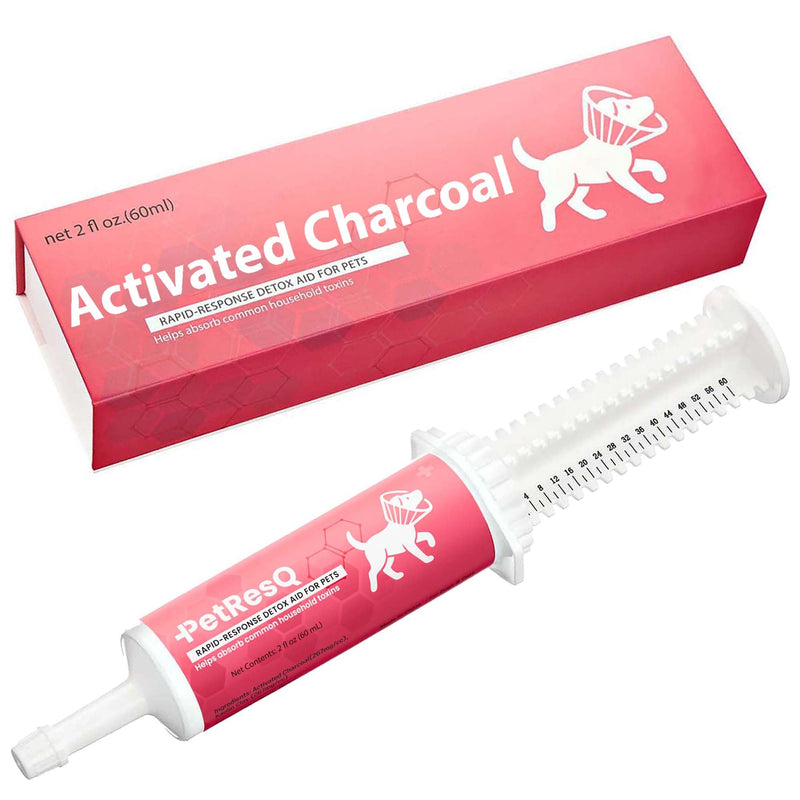 Activated Charcoal for Dogs & Cats Emergency Poisoning Aid Paste | Veterinary-Grade Digestive Aid for Toxin Binding, & Upset Stomach | Fast Acting Pet First Aid- Pets Up to 80 lb (60 ml)