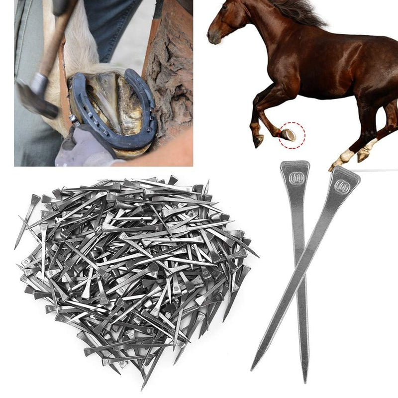 250PCS Horseshoe Nail Steel 2.13 Inches E6, Horse Shoe Nails Horseshoe Tools Stainless Steel Horseshoe Horse Hoof Peg Securing Nails Tools for Horse Training Equestrian Sports - BeesActive Australia