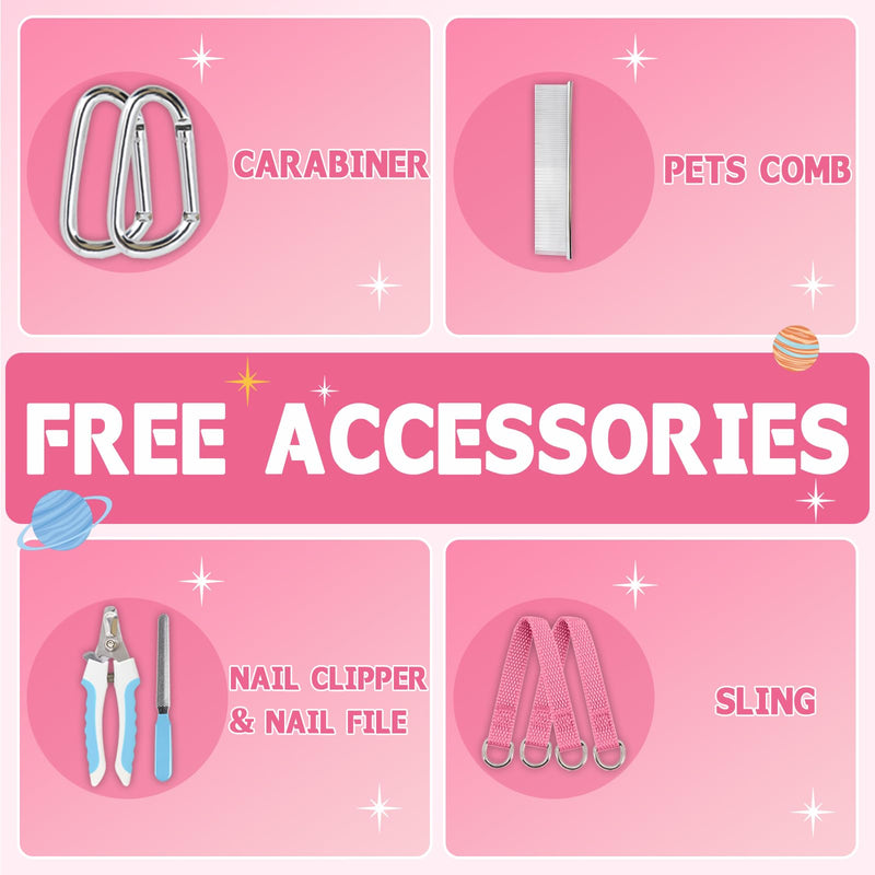 Supet Dog Grooming Hammock, New Pink Small Dog Sling for Nail Trimming, Back Protect Dog Hanging Harness for Claw Care, Dog Nail Trimming Restraint with Thick Fabric XS（ Legs Spacing：6-9.5" / Max W：5-15LBS） - BeesActive Australia