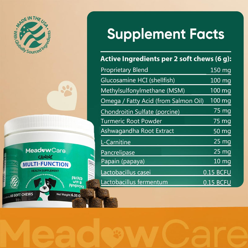 Hip and Joint to Supports Bone, Cartilage & Connective Tissue & Multi-Function to Support Joint Mobility, Skin, Coat & Immune System, Bundle for Dogs