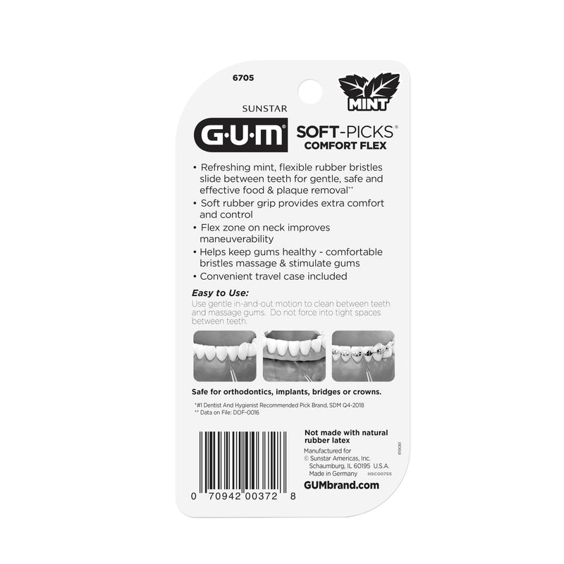 GUM Soft-Picks Comfort Flex, Mint, Dental Picks for Teeth Cleaning Health, Disposable Interdental Brushes with Convenient Carry Case, Dentist Recommended, 80 Count (Pack of 4) 320 Total 80 Count (Pack of 4) - BeesActive Australia