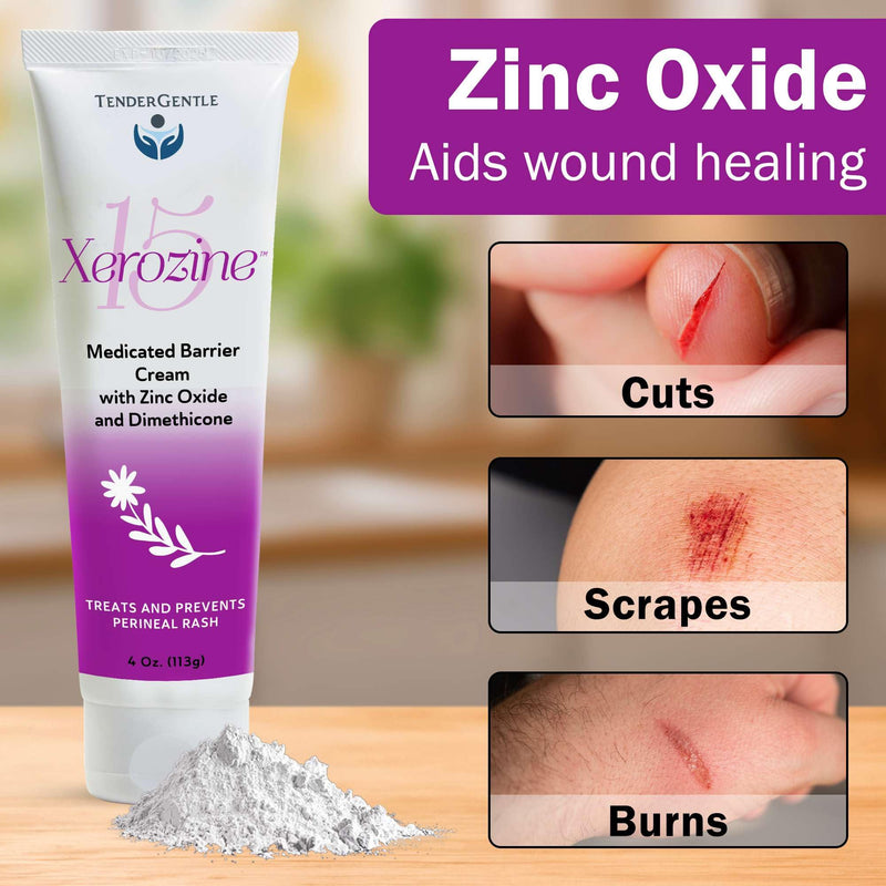 Zinc and Dimethicone Cream, 4oz - 4 Pack of Medicated Barrier Rash Cream for Minor Cuts, Scrapes, and Burns - Good for Diaper Rashes 16 Ounce (4 Pack)