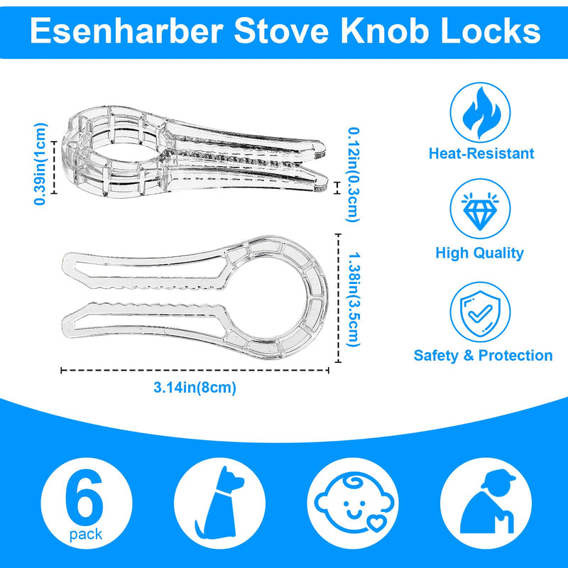 Gas Stove Knob Locks, Gap-fit Pin for Stove Knobs, for Knob Gap at Least 0.27", Baby Proofing Stove Knob Safety Covers, Stove Guard Clear, Pack of 5, with 1 Extra Piece for Back Up