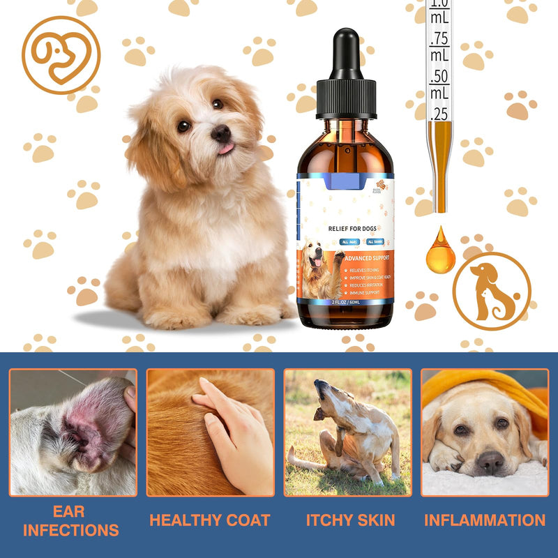 Pet Immune Support for Reducing Irritation, Gentle Critical Immune Defense for Cats & Dogs with Improve Skin and Coat Health, Easy Feeding Animal Essentials Drops - 2 FL.OZ [60ml] 1 Pack[60 ml]