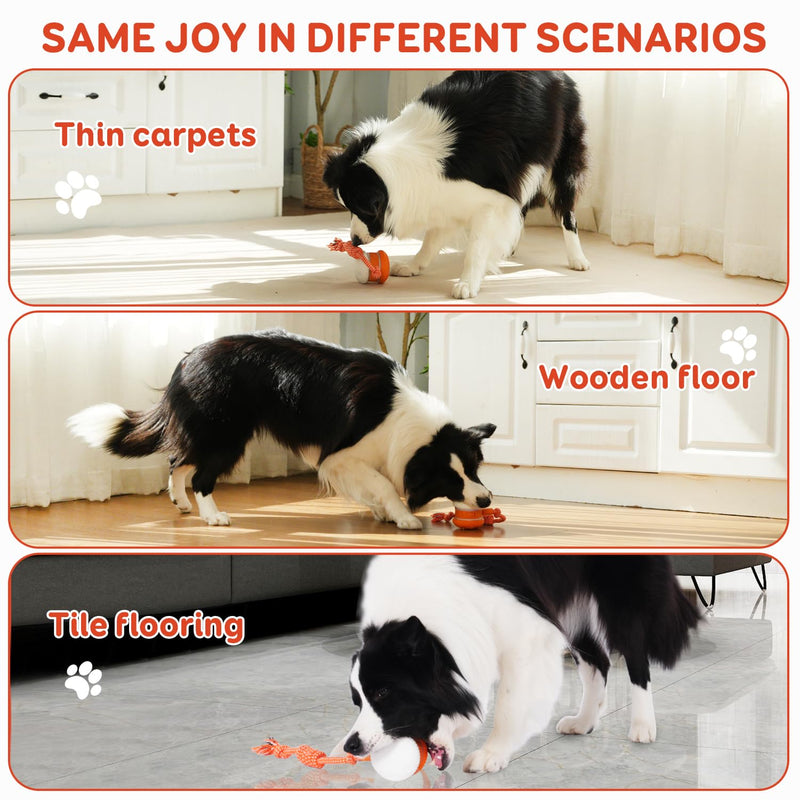 Interactive Dog Ball, Random Path Electric Automatic Moving and Rolling Dog Toy with Rope for Small Medium Large Dogs, Motion-Activated Dog Stimulation Toy for Boredom Relief (Orange-Red) Orange-Red - BeesActive Australia