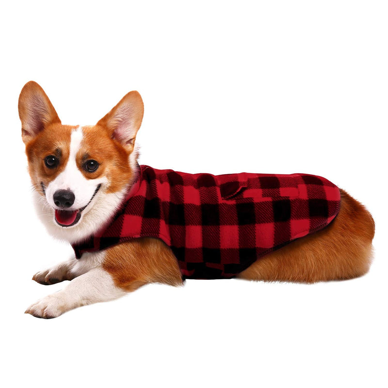 ASENKU Dog Winter Coat, Dog Fleece Jacket Plaid Reversible Dog Vest Waterproof Windproof Cold Weather Dog Clothes Pet Apparel for Small Medium Large Dogs Red XL X-Large - BeesActive Australia