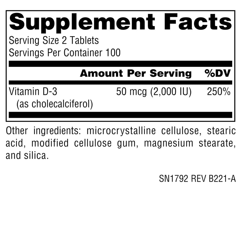 Source Naturals Vitamin D-3, Supports Bioactve Form for Bone & Immune Health* 1000 iu (25 mcg) - 200 Tablets 3 200 Count (Pack of 1)