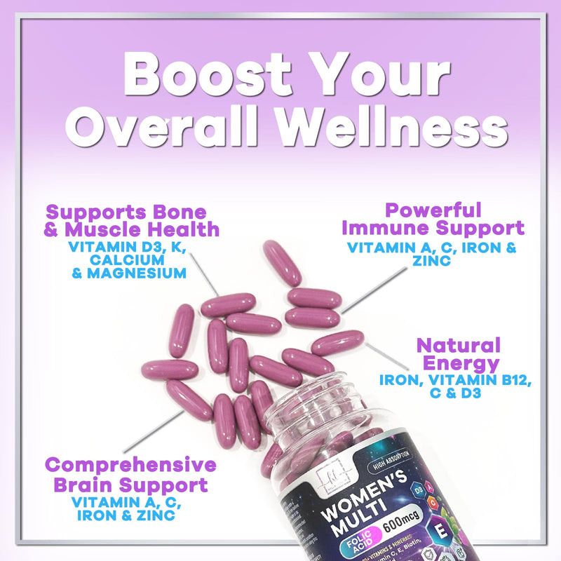 Multivitamin For Women - Complete Daily Woman's Multivitamins with Biotin, Calcium, Folic Acid, Iron, Zinc, Vitamin A, C, D, E & B Vitamins, Women's Hair Skin and Nails Supplements - 60 Softgels 60 Count (Pack of 1)