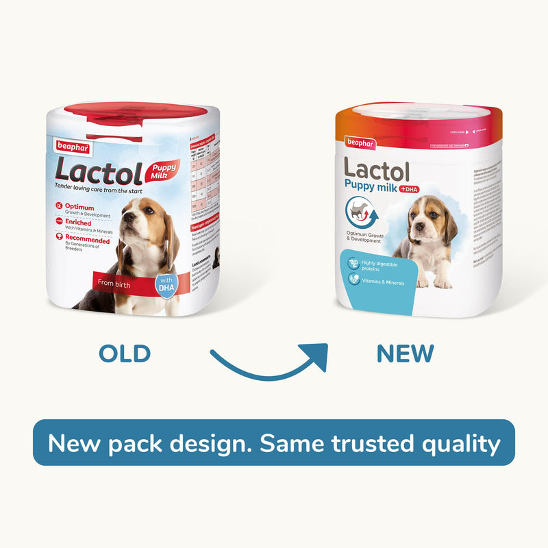 Beaphar - Lactol Puppy Milk 500g - Milk Replacer & Complete Feed for Newborn & Weaning Puppies – For growth & development – Contains DHA, Vitamins & Minerals – Ideal for Hand-Rearing – Use from Birth 500 g (Pack of 1)