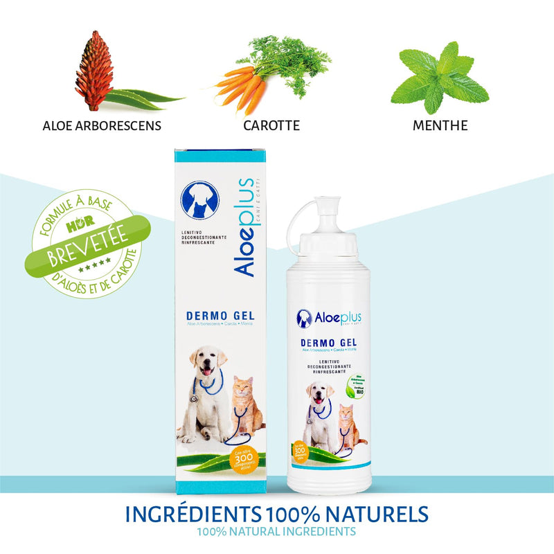 Dermo Gel for Dogs 200ml - Dog Ointment for Skin Irritation and Sensitive Skin, Dog Itch Relief, Soothing and Decongestant with Organic Arborescens Aloe Gel, 100% Natural Ingredients