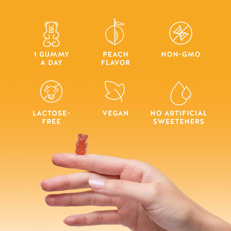 Bears with Benefits Vitamin D3 + K2 Gummies for Bone Support | Made with 40 mcg Vitamin K2 as MK-7 to complement Vitamin D3 in one delicious vegan peach gummy. 1 Count (Pack of 30)