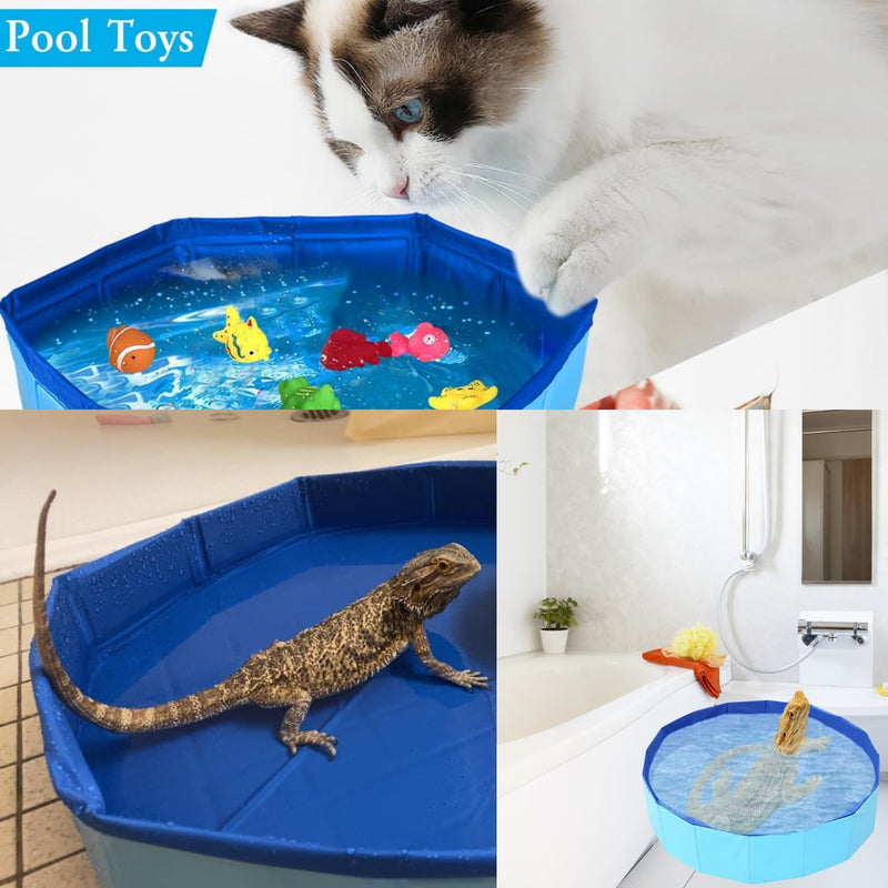 Bearded Dragons Foldable Bathtub with Soft Brush and Towel Set Reptile Accessories Swimming Pool Relax Cleaning Set for Small Pets Guniea Pig Turtle Hedgehog (11.8x3.93In) 11.8x3.93in - BeesActive Australia