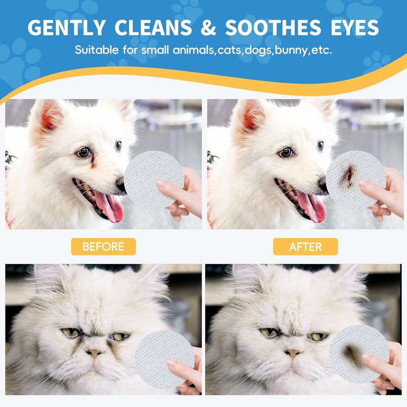 2 Pack Eye Wipes for Dogs & Cats,Extra Large 240 Count Natural Tear Stain Eyes Wash Pads,Gently Remove Discharge,Debris,3.15" Coconut Oil Cleans Eyes,Face,Wrinkles - BeesActive Australia