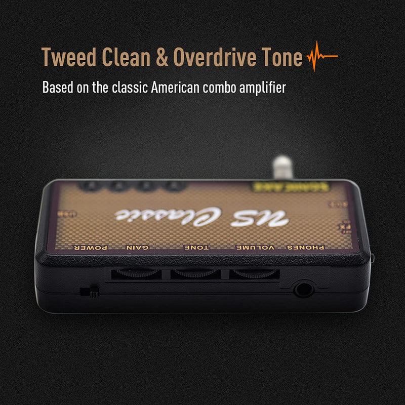 SONICAKE Mini Guitar Headphone Amp with Overdrive Reverb - US Classic US Classic Reverb Effect