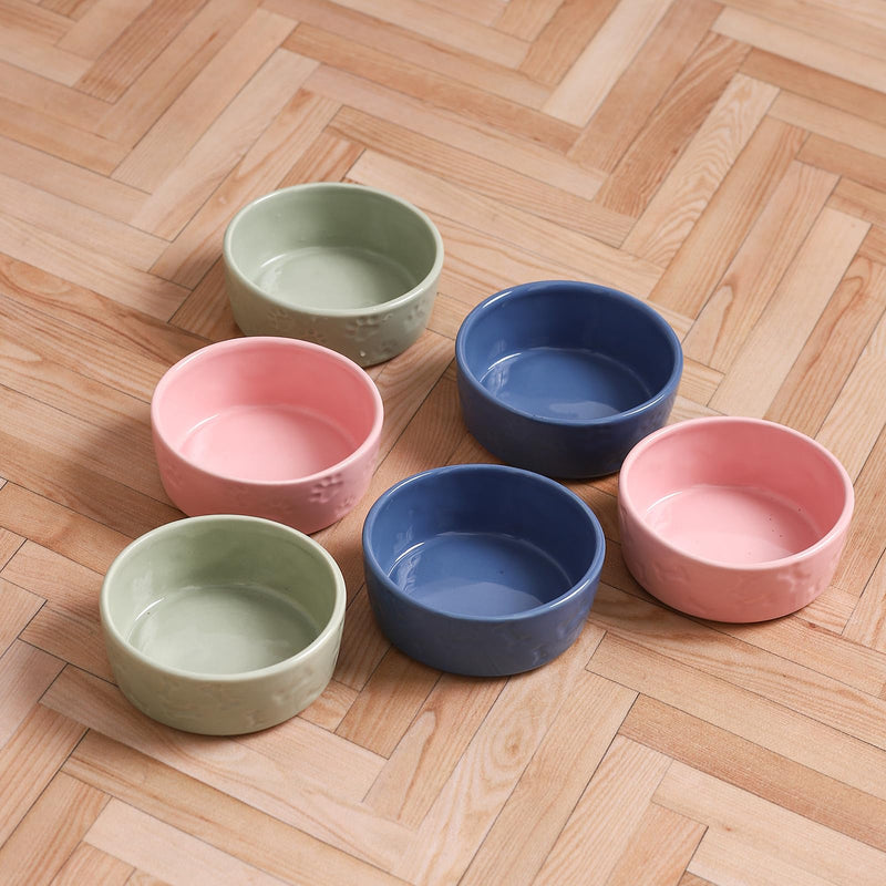 Cute Dog Bowls for Food and Water, Ceramic Dog Bowl Set of 2 for Small Size Dogs, 5 Inch Wide Pet Dishes for Puppy, Green - BeesActive Australia