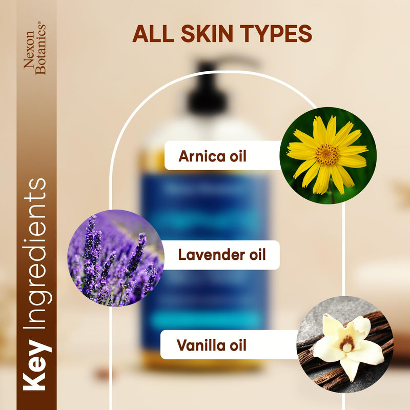 Lymphatic Drainage Massage Oil for Massage Therapy 8 fl oz - Refreshing and Relaxing - Natural Oils with Arnica, Vanilla and Lavender Oil - for Men and Women - Nexon Botanics Lymphatic 8 Fl Oz (Pack of 1)