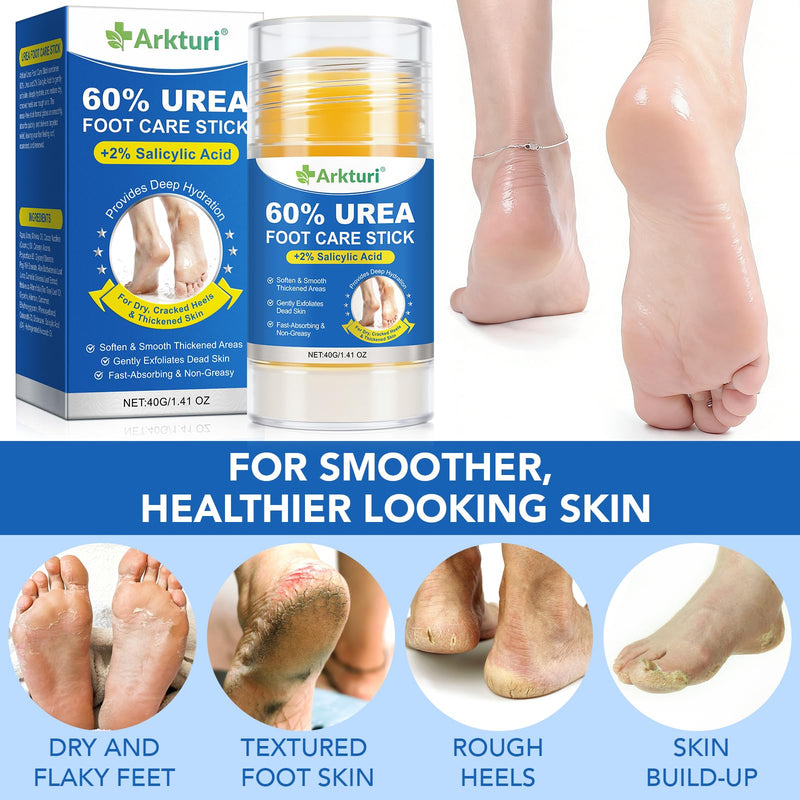 Urea Cream, Maximum Strength Urea Foot Cream, 60% Urea Cream Stick plus 2% Salicylic Acid Callus Remover for Dry Cracked Heels, Hands, Knees, Exfoliating Moisturizer, Dead Skin Remover Foot Balm 1.4OZ 1 Pack