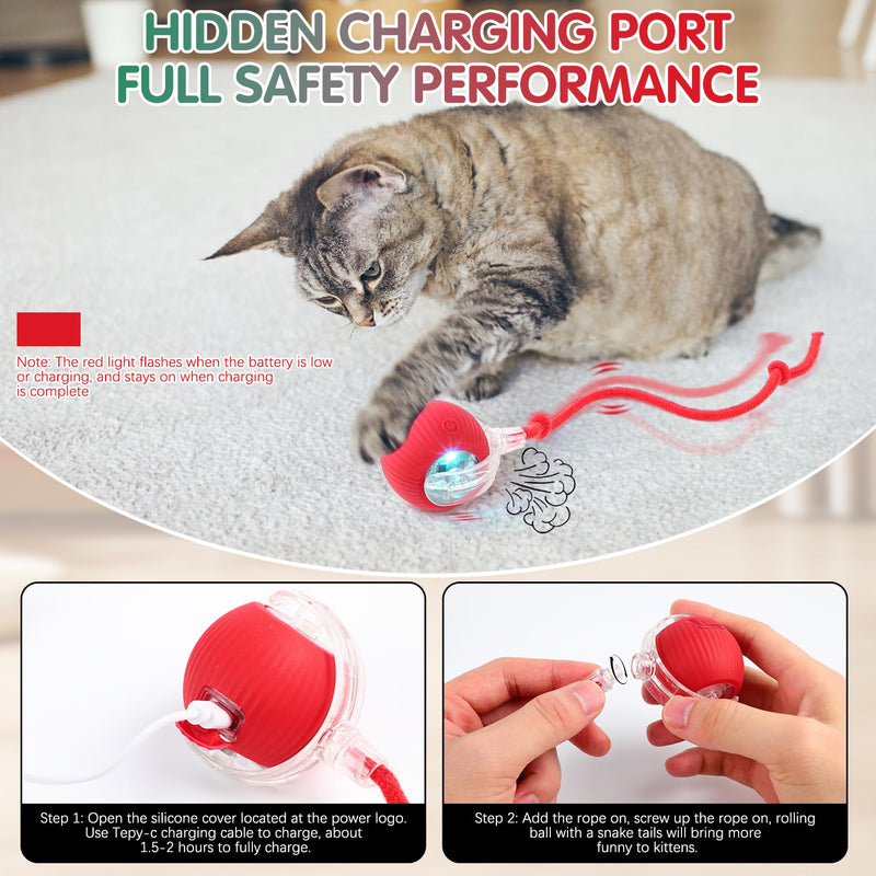 Interactive Cat Ball Toys, 360° Smart Automatic Moving Cat Balls, Self Rolling Interactive Cat Dog Ball, Electric Moving Peppy Pet Ball Toy for Indoor Cat Kitten Exercise to Keep Them Busy (3 Pcs) - BeesActive Australia