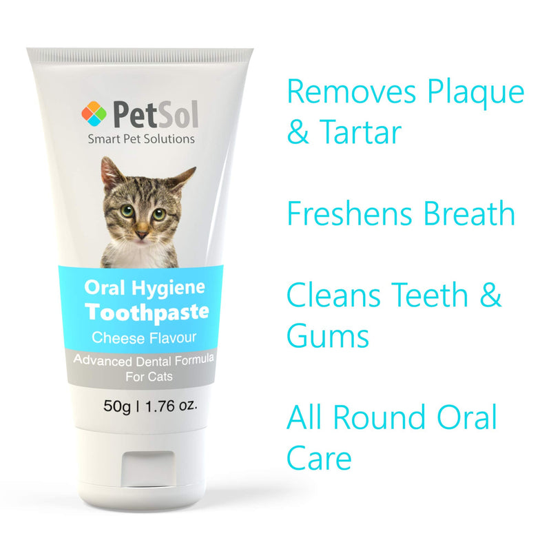 Dental Care Kit Cat Toothpaste (50g) with 2 x Pet Toothbrushes to Clean Cat's Teeth, Remove Plaque and Tartar, Improve Gum, Tooth Health & Pet Oral Hygiene Cat Toothpaste Kit