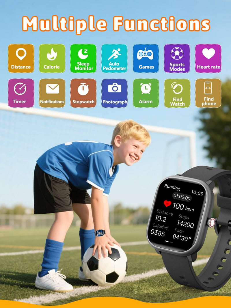 Kids Smart Watch for Boys Girls, Fitness Tracker with Heart Rate Sleep Monitor, 1.83" Touchscreen with 12 Puzzle Games, Waterproof Activity Tracker Pedometer for Android iPhone (Purple) Purple - BeesActive Australia