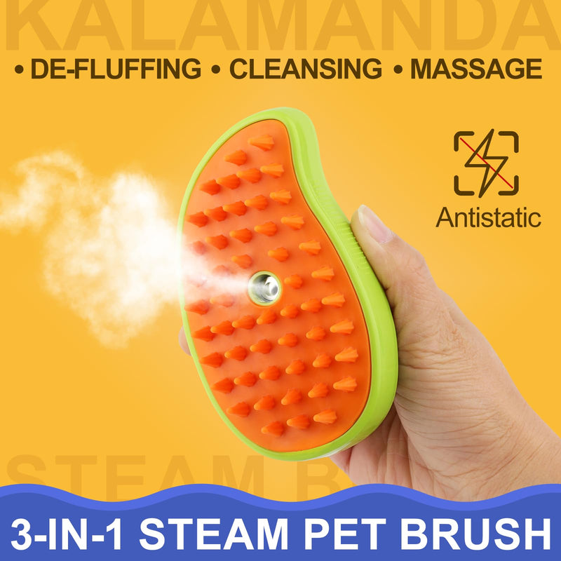 Cat Steam Brush, 3 in 1 Cat Steamy Brush Cleanser, Silicone Massage Grooming Brush, Pet Hair Cleaning Brush Comb for Cats Dogs(Mango Green) Mango Green - BeesActive Australia