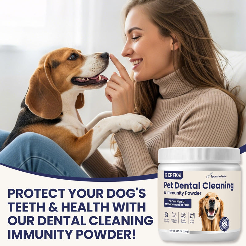 Dog Dental Cleaning Immunity Powder Dog Dental Cleaning Powder with Probiotics to Lighten Bad Breath and Control Plaque Tartar Supports Dogs Dental Care and Immune Health 4.23 OZ 4.23 Ounce